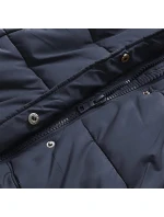 Tmavomodrá dámska prešívaná zimná bunda s kapucňou (7757)