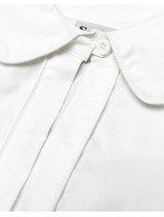 Biela dámska košeľa so slzičkou na zapínanie vo výstrihu (8020)