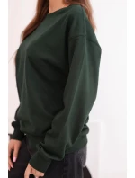 Dámska základná bavlnená mikina s okrúhlym výstrihom tmavozelená