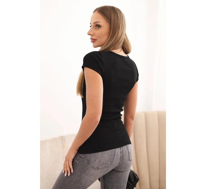 Dámská pruhovaná blůza s V výstřihem a krátkým rukávem béžová Dámská pruhovaná blůza s V výstřihem a krátkým rukávem béžová