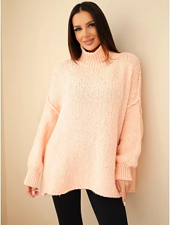 Dámský oversize svetr s přídavkem vlny s rolákem a širokými rukávy model 22391392 - K-Fashion