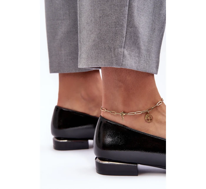 Mokasyny Damskie Lakierowane Z Ozdobą Czarne Camilena