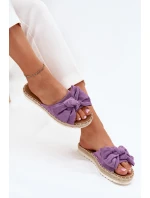 Klapki Damskie Na Platformie Z Plecionką I Kokardką Fioletowe Alpireda Klapki Damskie Na Platformie Z Plecionką I Kokardką Fioletowe Alpireda