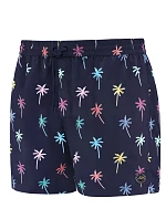 Pánske plavecké šortky Happy Self SM29-23 tmavo modré/kvety - vzor - Self