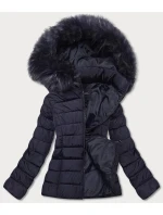 Dámska krátka zimná bunda tmavomodrá (YP-20091-55)