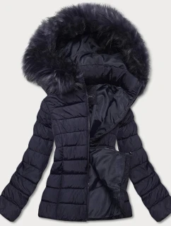 Tmavomodrá krátka dámska zimná bunda (YP-20091-55)