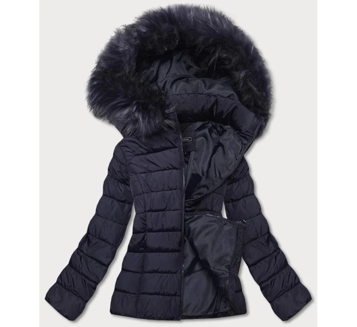 Dámska krátka zimná bunda tmavomodrá (YP-20091-55)