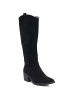 Černé semišové kovbojské kozačky na podpatku, model 22317006 - M. Daszyński