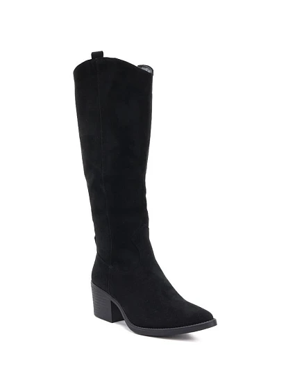 Čierne semišové kovbojské čižmy na podpätku, M. Daszyński SA261-6 Čierne semišové kovbojské čižmy na podpätku, M. Daszyński SA261-6