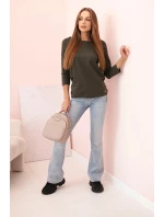 Dámska blúzka s lodičkovým výstrihom khaki