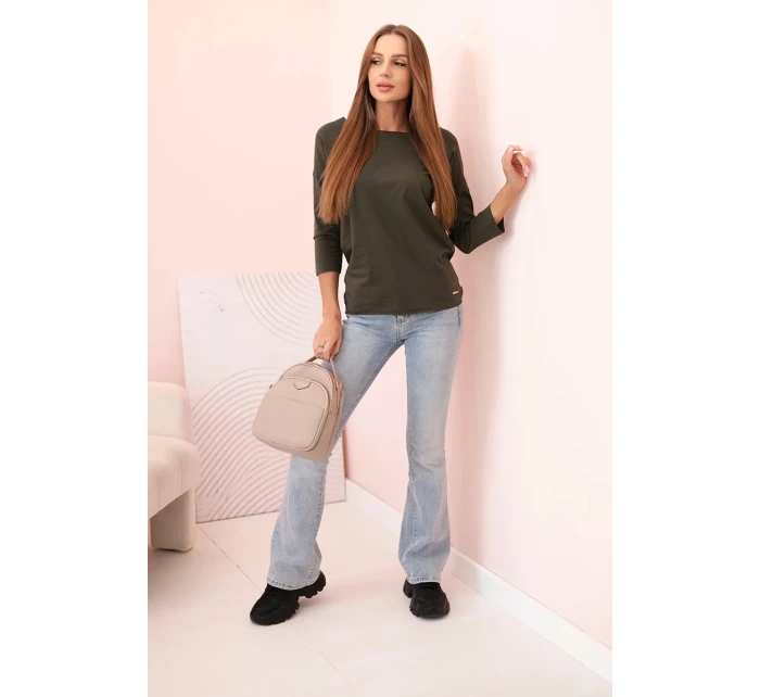 Dámska blúzka s lodičkovým výstrihom khaki