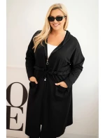 Dámska bavlnená mikina s kapucňou a vreckami v čiernej farbe