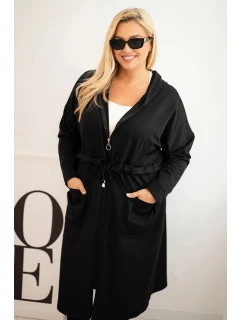 Dámska bavlnená mikina s kapucňou a vreckami v čiernej farbe