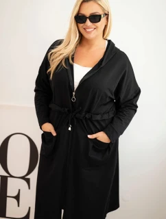 Dámska bavlnená mikina s kapucňou a vreckami v čiernej farbe