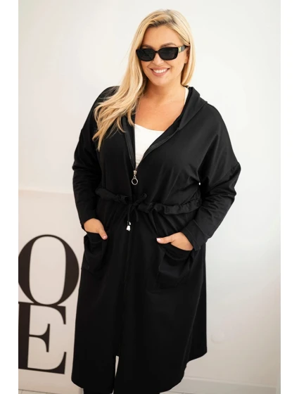 Dámska bavlnená mikina s kapucňou a vreckami v čiernej farbe