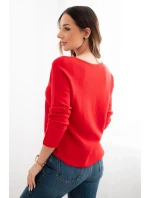 Dámsky viskózový sveter s výstrihom do V červený