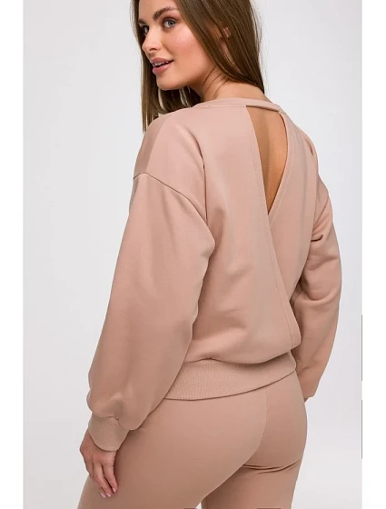 model 21047191 Mikina s otevřenými zády mocca - BeWear model 21047191 Mikina s otevřenými zády mocca - BeWear