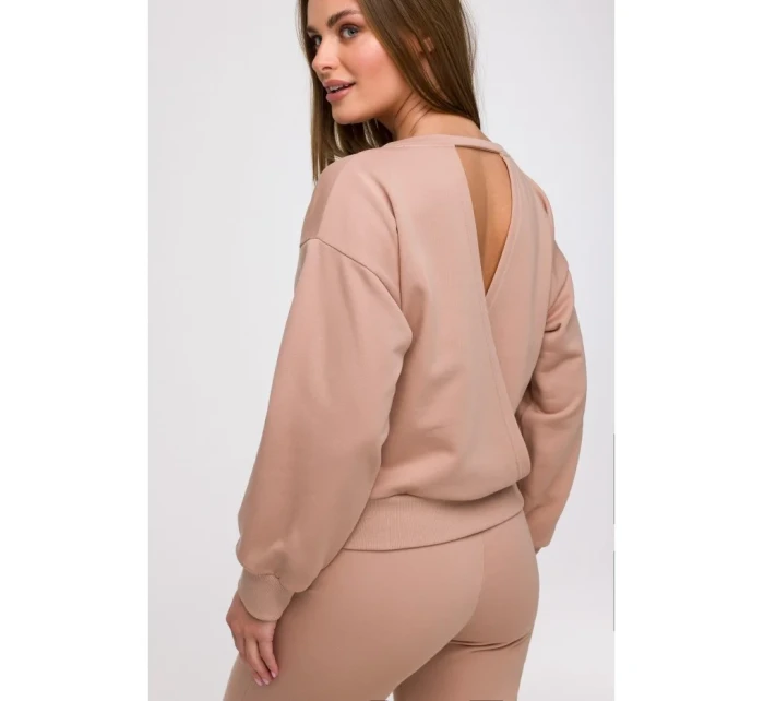 B293 Mikina s otvoreným chrbtom - mocca