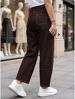 Jeansy damskie fit z wysokim stanem brązowe model 22365077 - FashionStreet Jeansy damskie fit z wysokim stanem brązowe model 22365077 - FashionStreet