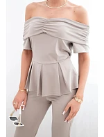 Dámsky bavlnený set s krátkym rukávom a šortkami žltý