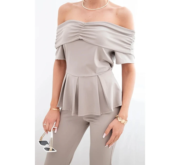 Dámsky bavlnený set s krátkym rukávom a šortkami žltý