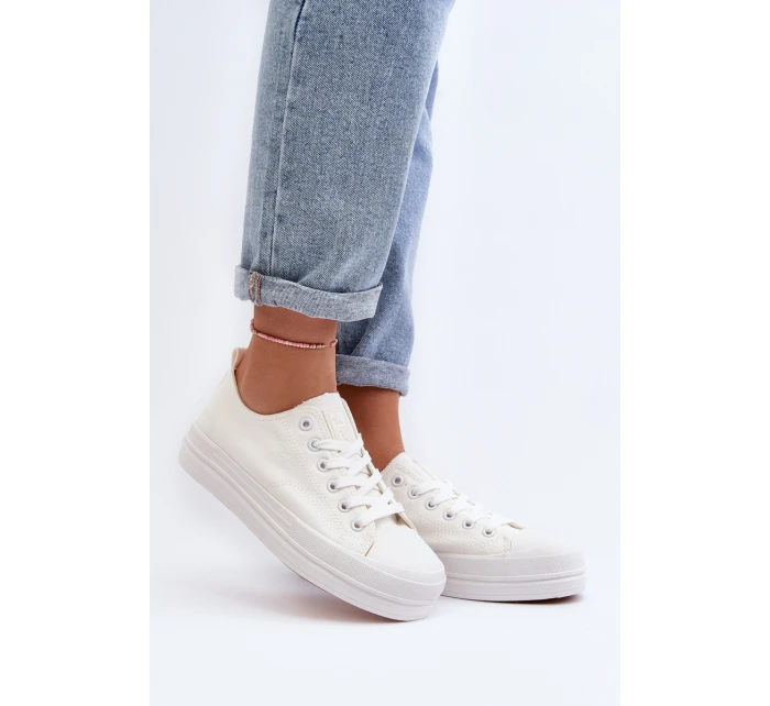 Trampki Damskie Materiałowe Białe Staneva