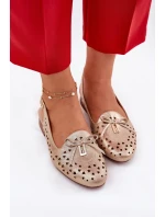 Ażurowe Baleriny Z Odkrytą Piętą Złote Navinnia Ażurowe Baleriny Z Odkrytą Piętą Złote Navinnia