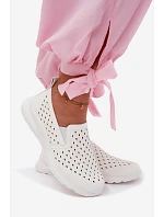 Dámské nazouvací síťované polobotky z umělé kůže bílé Geressa
