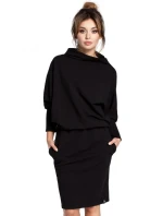 Šaty s rukávy černé model 18002397 - BeWear Šaty s rukávy černé model 18002397 - BeWear