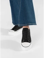 Luxusné dámske čierne tenisky na platforme Luxusné dámske čierne tenisky na platforme