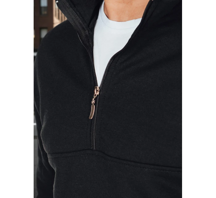 Pánska mikina s golierom čierna FashionStreet BX5885 Pánska mikina s golierom čierna FashionStreet BX5885