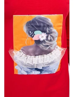 Šaty s 3D model 18744130 krajková červená - K-Fashion