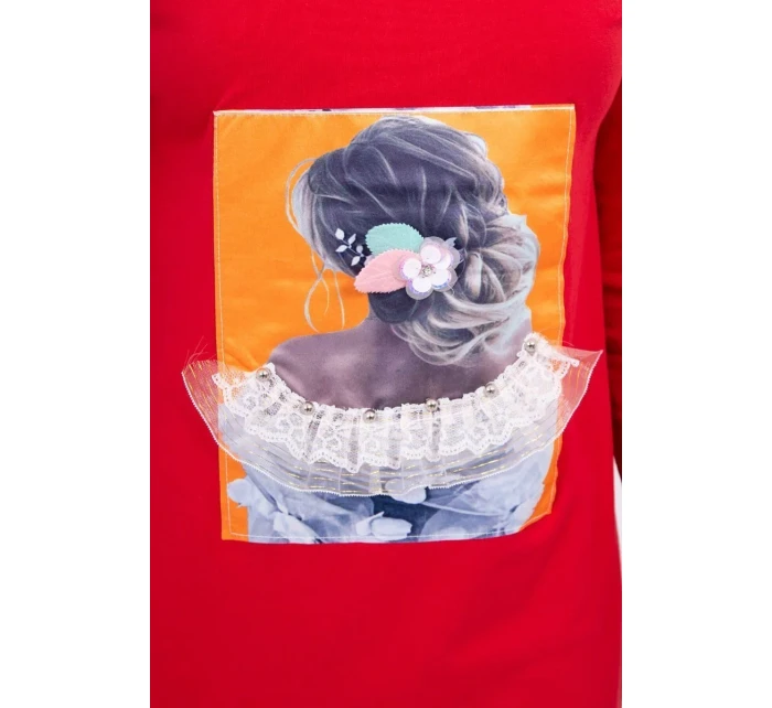 Šaty s 3D model 18744130 krajková červená - K-Fashion