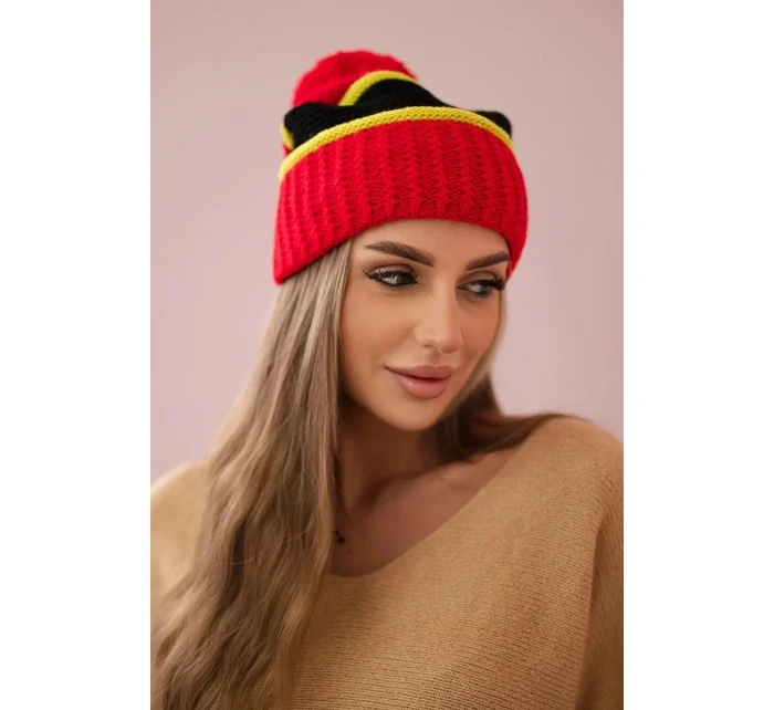Dámska čiapka Kinga K297 červená+kiwi+čierna