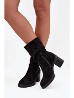 Dámské kotníkové boty s řasením na sloupku Černé model 21747845 - Boto