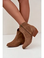 Dámské kožené kotníkové boty na podpatku Big Star model 22349472 Camel - Big Star Shoes Dámské kožené kotníkové boty na podpatku Big Star model 22349472 Camel - Big Star Shoes