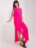 Fluo ružové letné pletené šaty bez rukávov