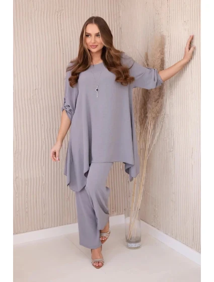 Súprava blúzka + nohavice s príveskom 27943 sivá - Koucla