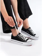 Praktické dámské černé tenisky bez podpatku Praktické dámské černé tenisky bez podpatku