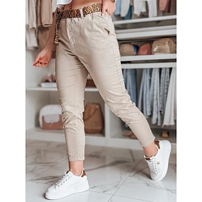 Dámske nohavice s opaskom MADELINA dark beige FashionStreet UY2622 Dámske nohavice s opaskom MADELINA dark beige FashionStreet UY2622
