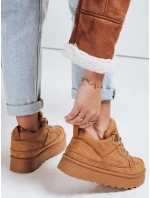 Dámské tenisky s kožešinou na platformě camel Dstreet model 21992186 - FashionStreet