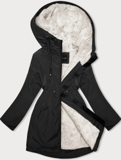 Čierna dámska zimná bunda s kožušinovou podšívkou Glakate (H-2978)