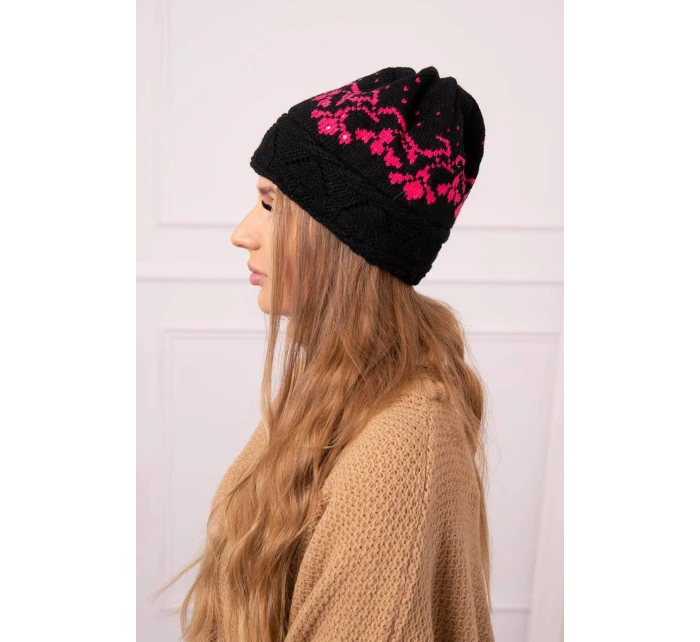 Dámska čiapka Kira K374 black+pink Dámska čiapka Kira K374 black+pink