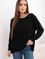 Dámsky sveter s dlhším chrbtom a vyrazenou hviezdou čiernej farby