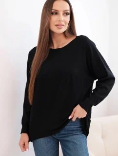 Dámsky sveter s dlhším chrbtom a vyrazenou hviezdou čiernej farby