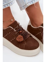 Dámské tenisky na platformě s ozdobnými čokoládové model 21919538 - Boto