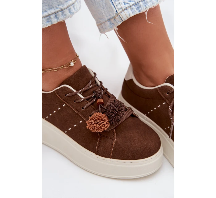 Dámské tenisky na platformě s ozdobnými čokoládové model 21919538 - Boto