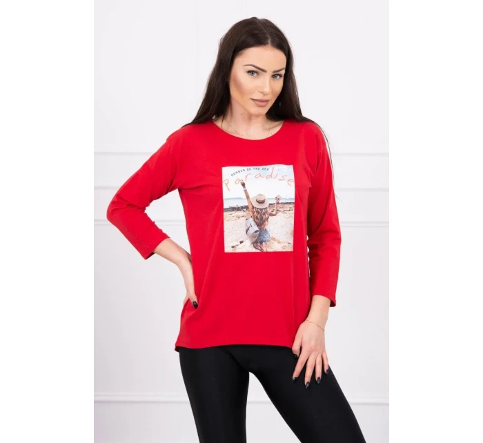 Halenka s potiskem Paradise červená