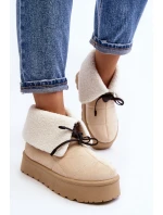 Śniegowce Na Platformie Z Kożuchem Jasnobeżowe Olimuka Śniegowce Na Platformie Z Kożuchem Jasnobeżowe Olimuka