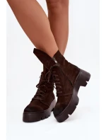 Dámské workery Z Naturalnego Zamszu Zazoo 976 Čokoládové